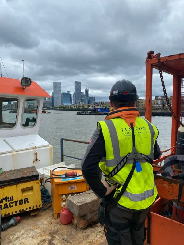 Lumacon electrical engineer in hi-vis on a marine engineering project